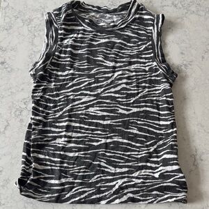 All Saints Black and White Zebra Print Top